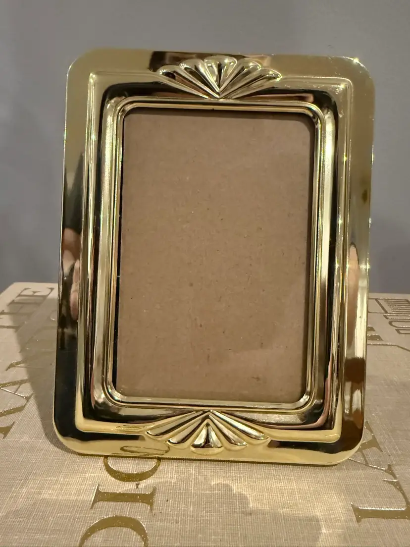 Art Deco Gold-Tone Fan Motif Picture Frame
