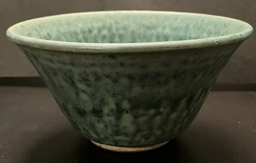 Studio Pottery Blue Matte Glazed Bowl Vessel Signed