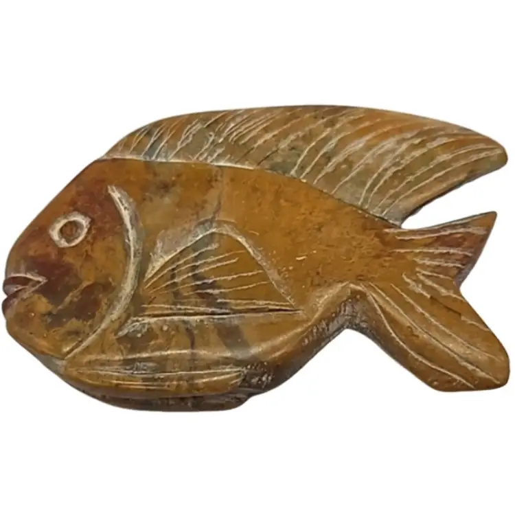 Hand Carved Stone Fish Sculpture Paperweight