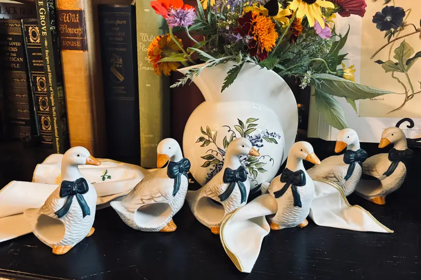 Gaggle of 6 Cottage Geese Napkin Holders