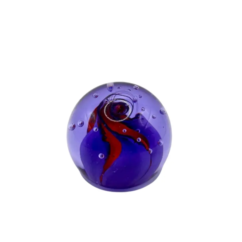 Caithness Scotland Diabolo Red & Purple Neodymium Art Glass Hand Blown Paperweight