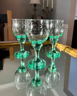 Libbey “Spanish Green” Water/ Wine Glasses- Set Of 3