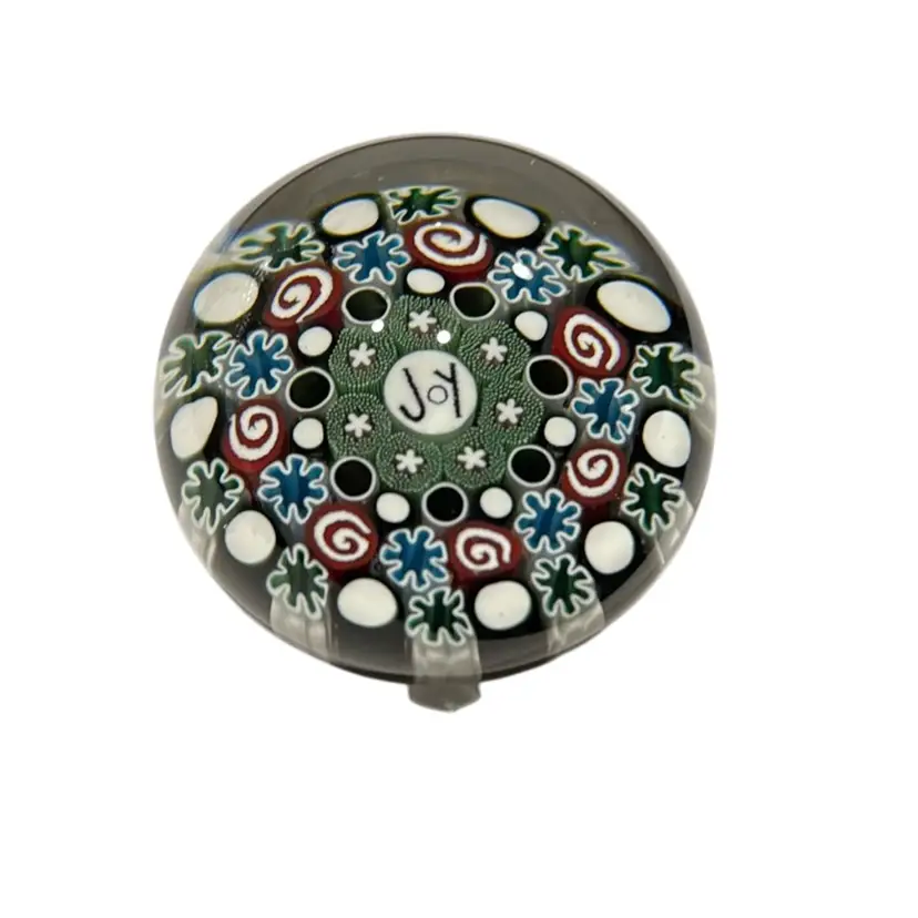 2016 Damon MacNaught Glass Millefiori JOY Limit Edition 39/50 Stave Paperweight 2.5” READ