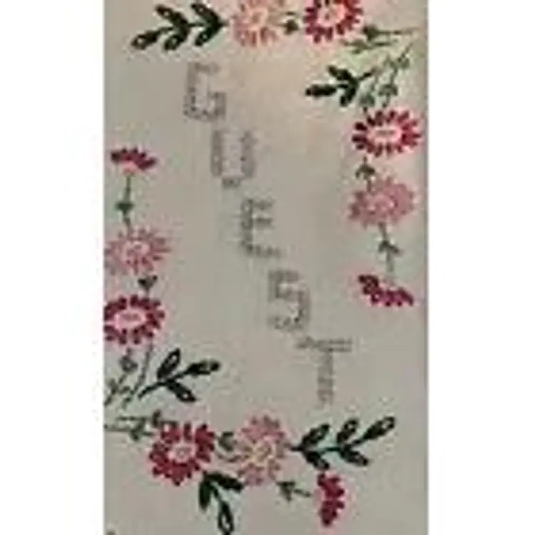 Vintage Linen Guest Towel Embroidered Floral Flowers Beige Hemstitch