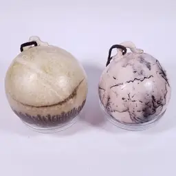 Hand Crafted NATIVE AMERICAN Southwest Horse Hair Pottery SPHERE ORNAMENT SET