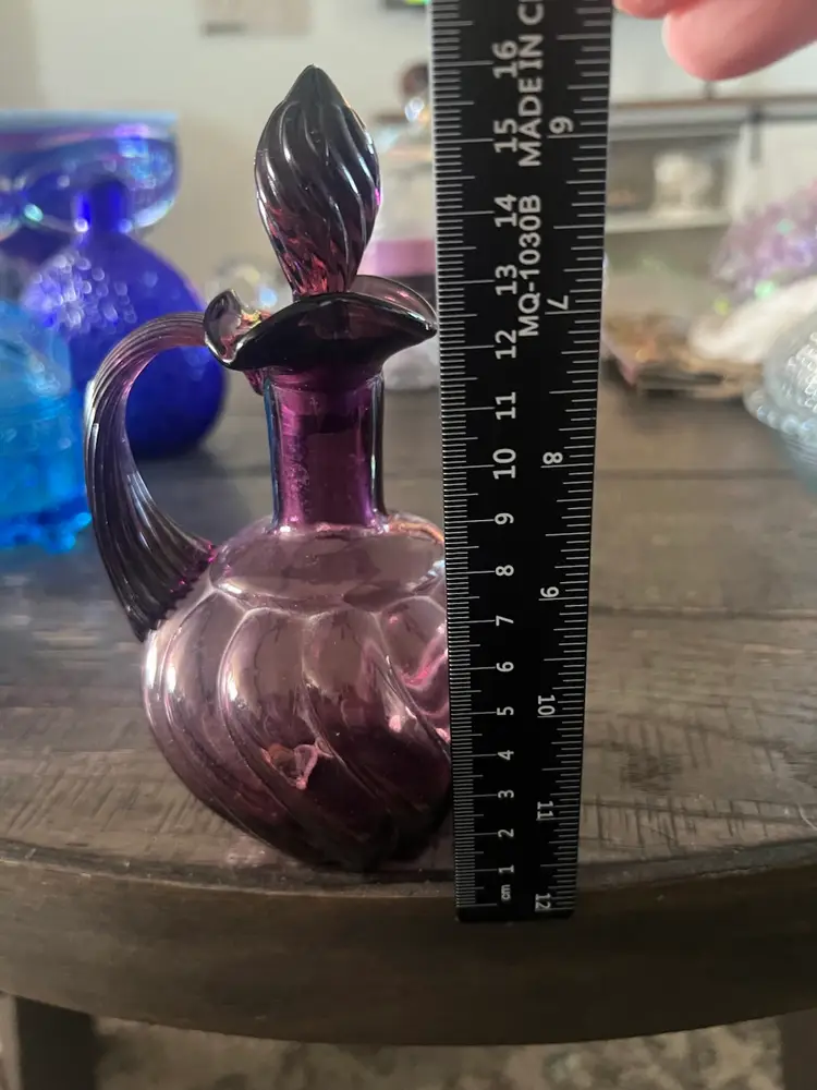 Vintage Fenton Art Glass Hand Blown Cruet  Purple Amethyst With Stopper