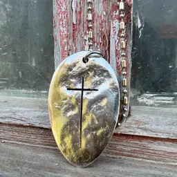 Spoon Bowl Cross Necklace or Keychain Silver Plate 2 1/4” x 1 3/8”