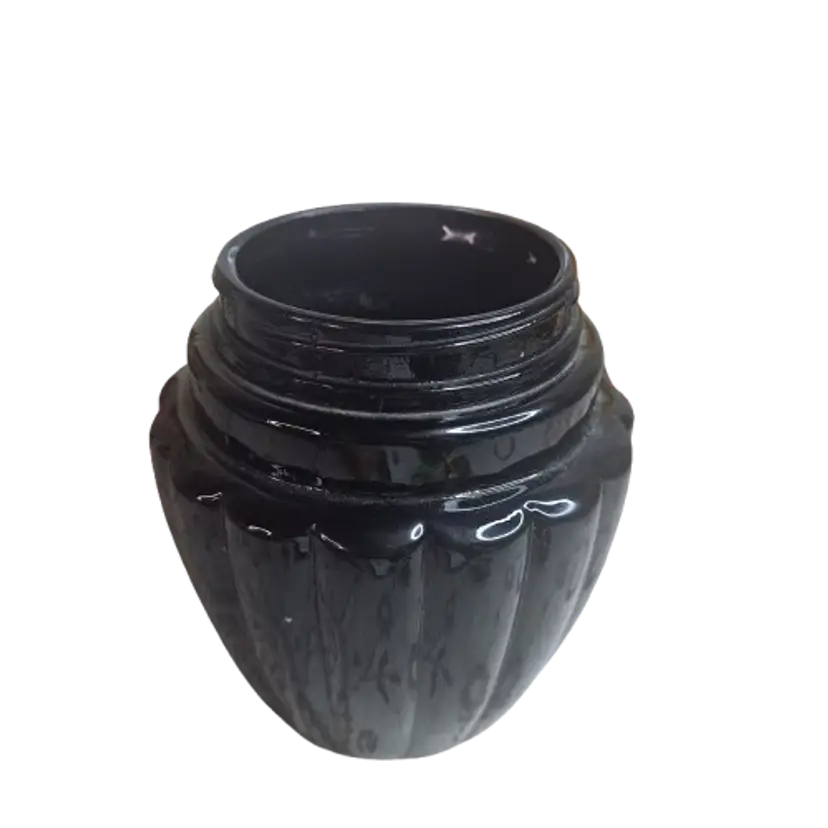 Black Glass Golden Crown Urn, No Lid Hong Kong