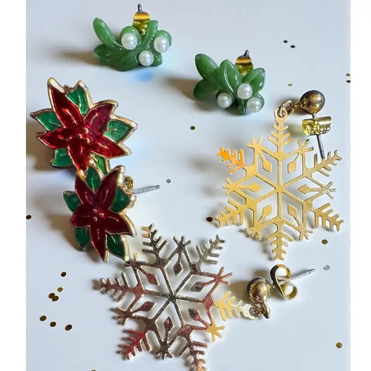 3 Pair Christmas Stud Earrings