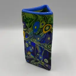 Mad Art Studio Jungle Vines Series Triangular Vase Dichroic Pieces Glows!