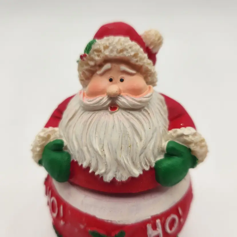 Rolly Polly Santa Claus Resin Candleholder Includes Glass Votive Candleholder