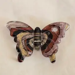 Butterfly Pendant Studio Art Fused Glass with Hole for Hanging 2⅜" Wide Unbranded