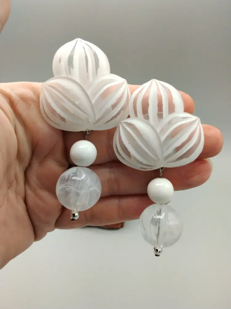 Les Bernard, Lucite Dangle Earings, Pools Of Light