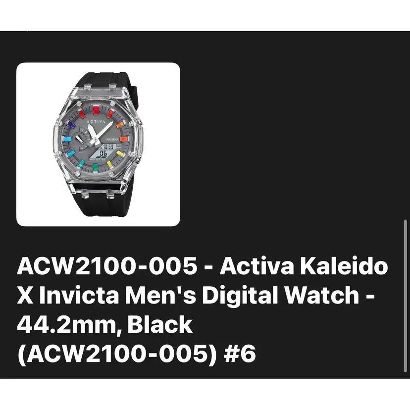 Activa Kaleido X Invicta Men's Digital Watch - 44.2mm, Black (ACW2100-005)