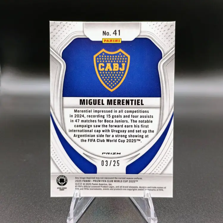 Miguel Merentiel 2025 Panini Prizm FIFA Club World Cup #41 Rookie RC /25 Boca Junior