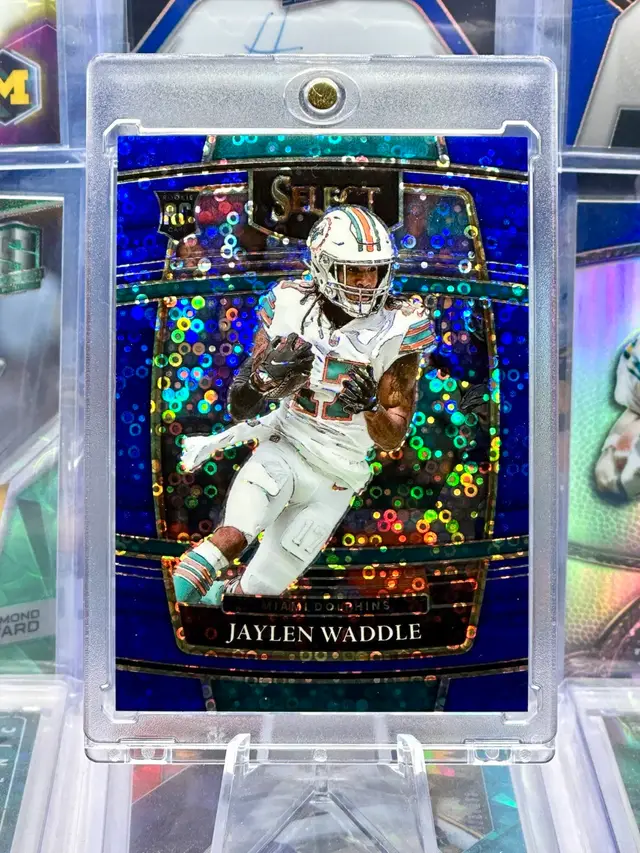 Jaylen Waddle 2021 Select Rookie 17/25 JERSEY # MATCH Blue Disco Prizm Miami Dolphins