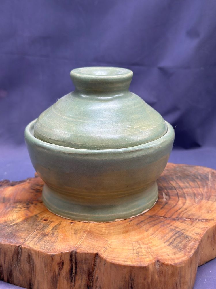 SALE Art Pottery Lidded Trinket Bowl Dresser Jar Handmade Signed