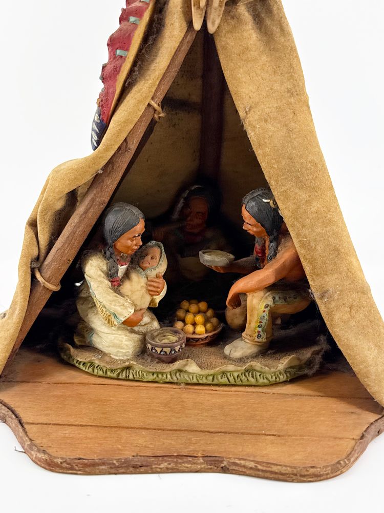 Native American 10" Teepee Southwestern Family Gathering Figurine Decor