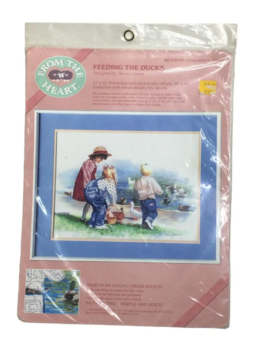 Dimensions From the Heart Feeding Ducks No Count Cross Stitch Kit 1989 No. 53910