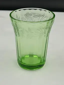Vintage Uranium Jeanette Glass Cherry Blossom Tumbler