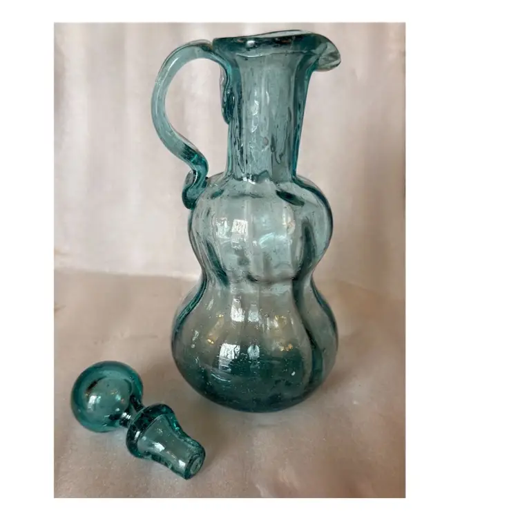 Hand Blown Aqua Cruet