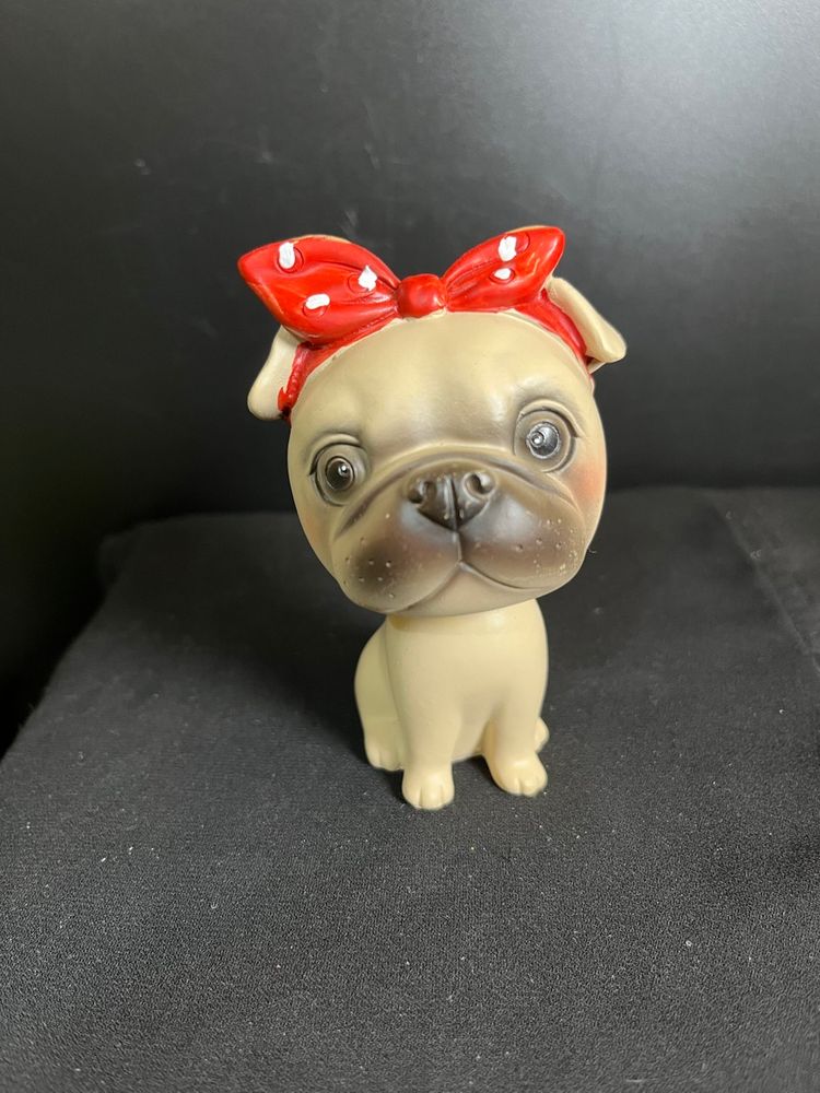 Small Pug w/ a Darling Bow & is a Bobble Head!! Lot 60