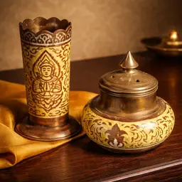 Vintage Brass Salt/Pepper Shaker With Toothpick Holder