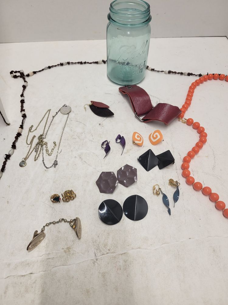 Jewelry lot plus the ball jar
