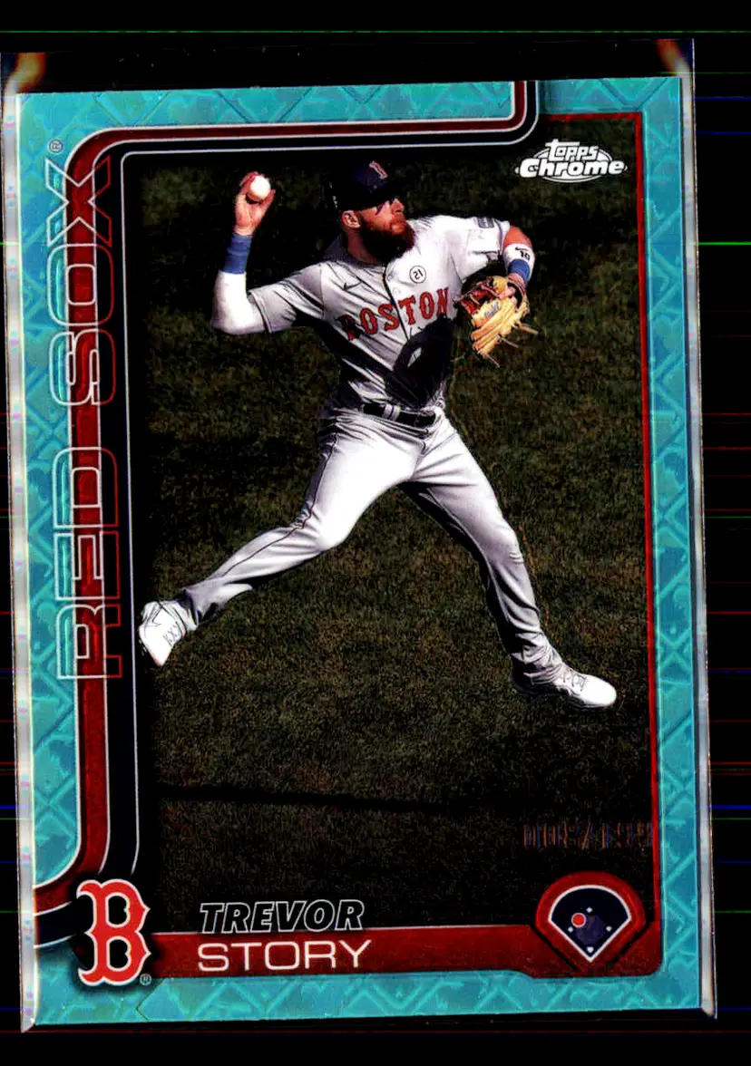 Trevor Story #/199 2025 Topps Chrome Logofractor Aqua #232 - (113) - Boston Red Sox