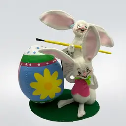 Annalee Painting Pals Two Bunnies Painting Large Easter Egg 2013