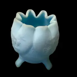 Fenton Blue Stain 3 Footed Votive Holder 3 3/8 X 4 Inches