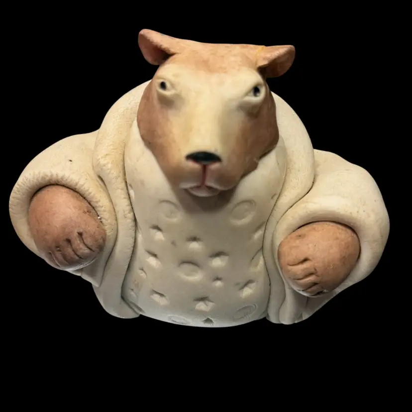 Studio Pottery Bear In Robe Jar