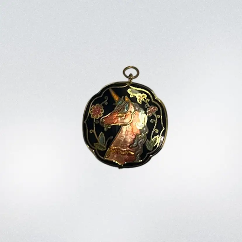 Cloisonné Unicorn Pendant Double Sided Reversible Puffed | 1”
