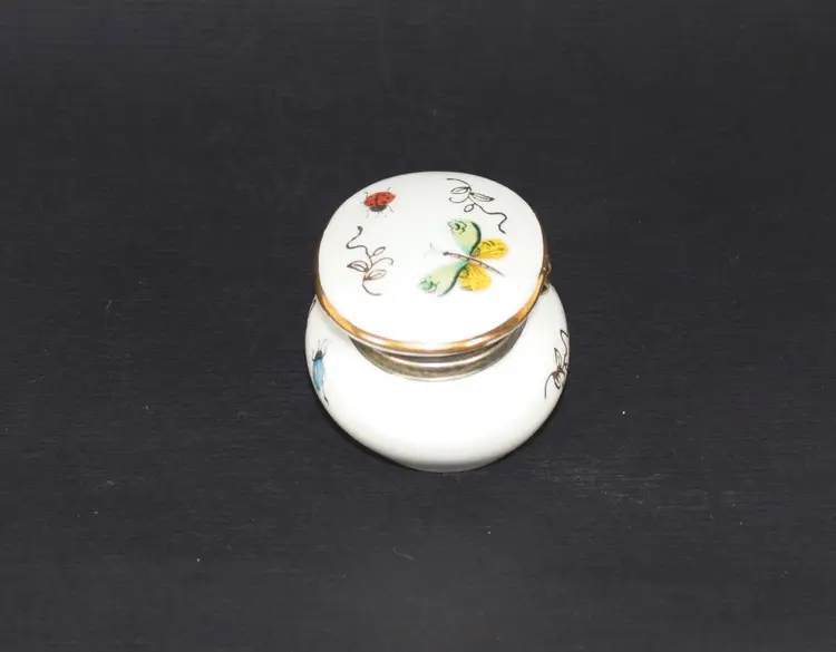 Vintage Small Ladybug Dragonfly Trinket Box Porcelain Ardalt Japan