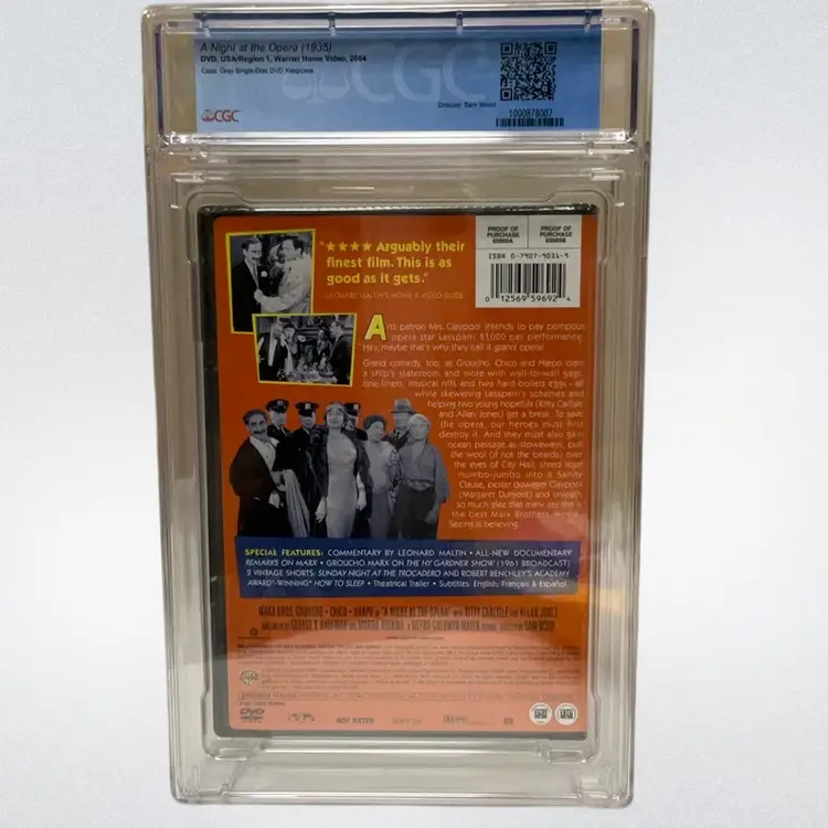 A Night At The Opera DVD CGC Graded 9.8 A+ Warner 2004 Sealed Marx Brothers Groucho Chico Harp