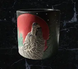 Blood Moon Howl ‘Wolf Series 2’ Ceramic Pen/Pencil Holder
