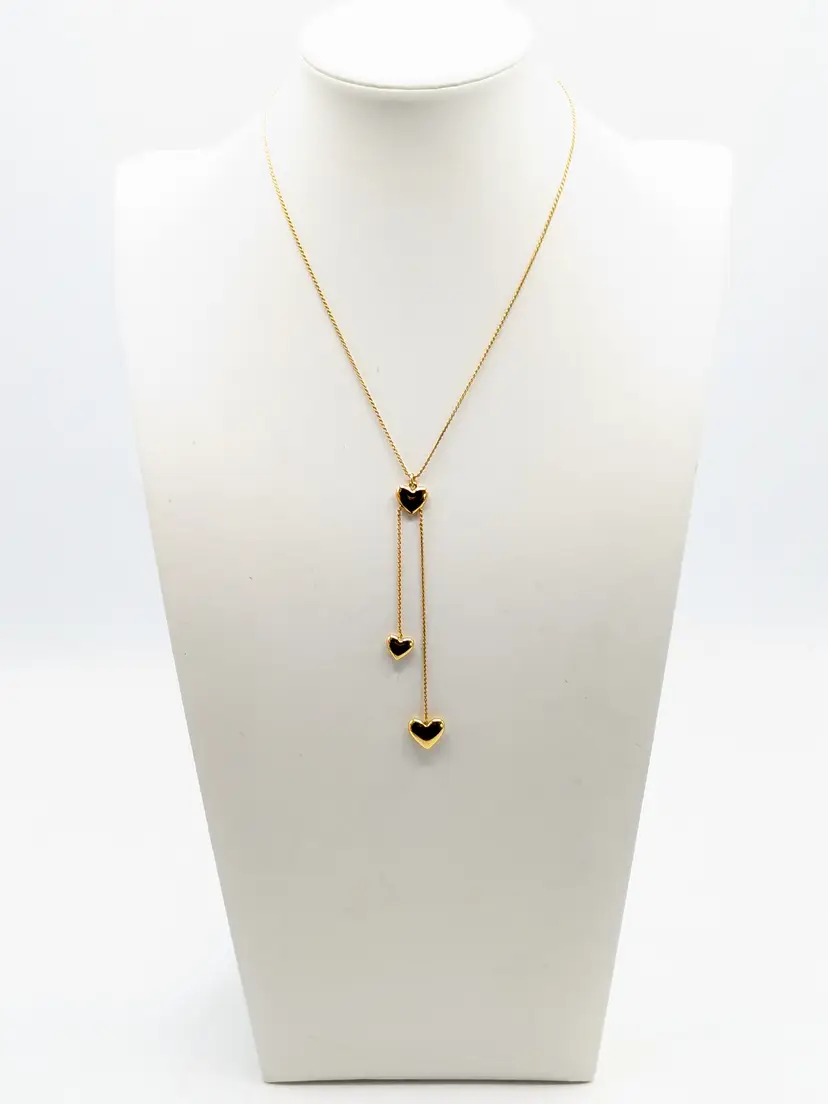 Vintage Trifari Gold Tone Y Shape Tassel Heart Necklace