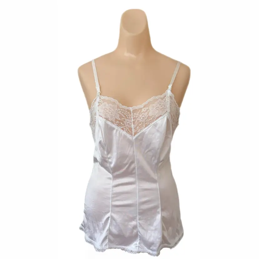 Figurfit Size 34 White Camisole Lace Undershirt Lingerie Trousseau Made USA Vintage