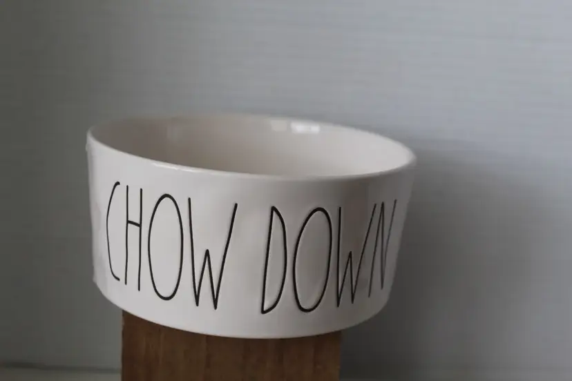 Rae Dunn 6” WideDog Pet Bowl Artisan Collection By Magenta Chow Down - 1 chip