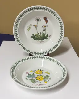 Portmeirion Bowls Botanic Garden 8.5” Soup Salad Pasta White Green Yellow
