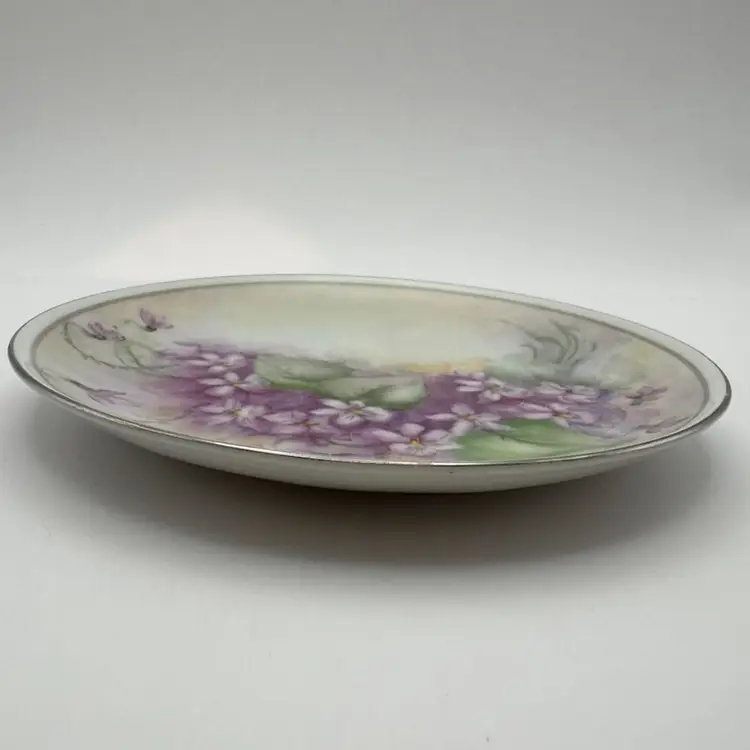 Antique Early 1920s Rosenthal Selb Bavaria Hand Painted Plate With Violets Design Signed R Bolom