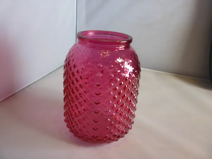 Vintage Pink Hobnail Glass Vase