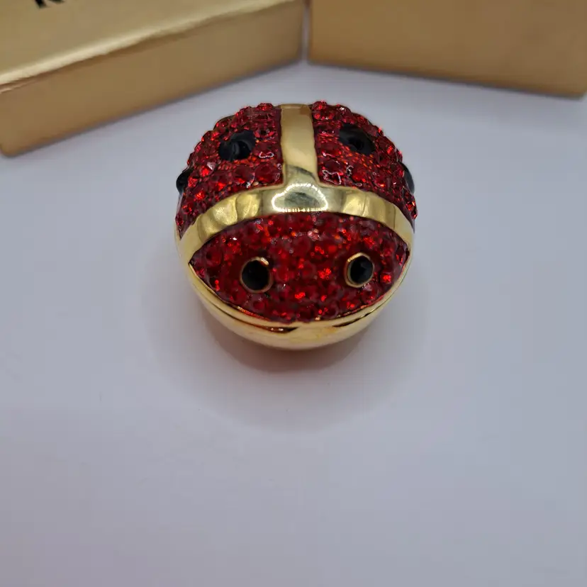 Vintage Rucinni Tiny Ladybug Trinket Box