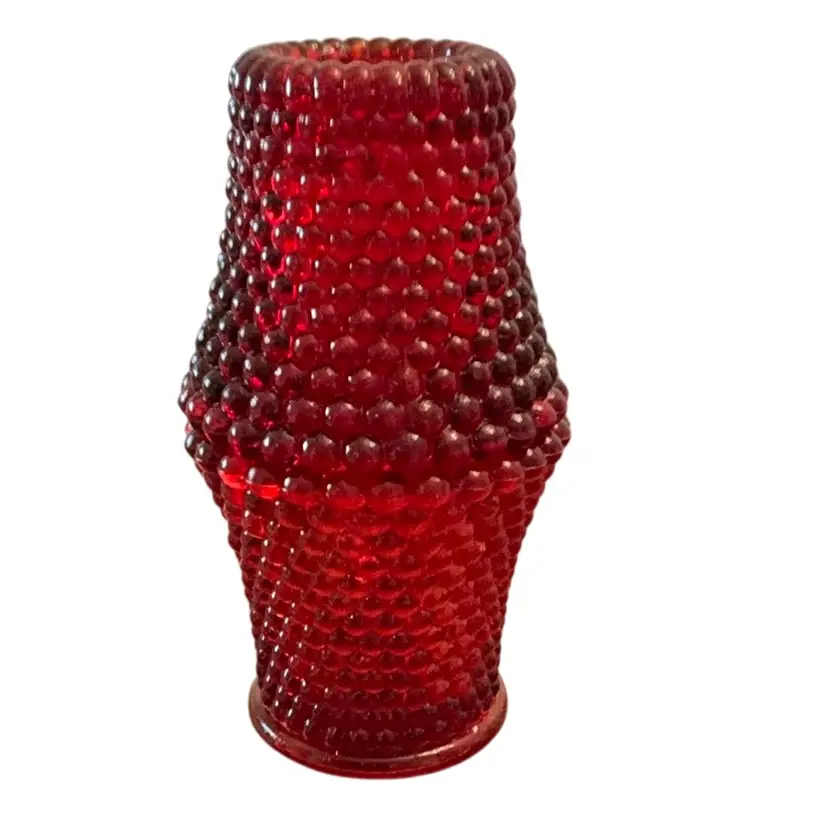 Vintage 2-piece Thousand Eye Hobnail Amberina Fairy Lamp  5 1/2” X 2 7/8” Glows