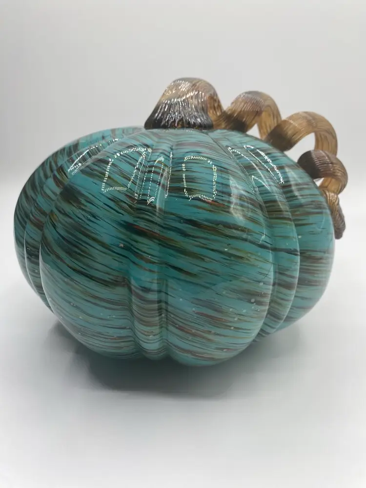 01. Gardens Eden Blue & Brown Pumpkin 7” W 5-1/2” Tall