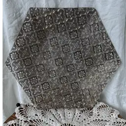 VINTAGE GEORGES BRIARD IBERIA GLASS TRAY 22K GOLD OVERLAY MCM