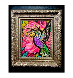 Fluttering 
Original Acrylic 8”x10” Painting 
In Beautiful Vintage Frame