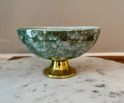 Marbled Luster Glazed Delftware Pedestal Bowl