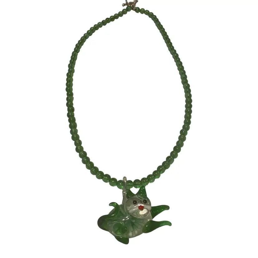 Hand blown Glass Necklace Pendant Cat -Style Art Piece