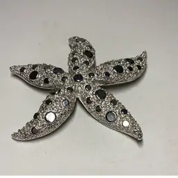 Large Starfish Silvertone Brooch 3.5” - Signed Coro